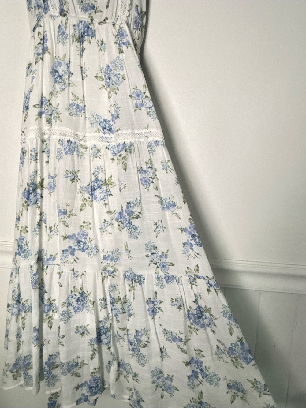 MINE Ruffle Tiered Lace Dainty Floral Dress XS-Small Cottagecore *c79 - Picture 6 of 14